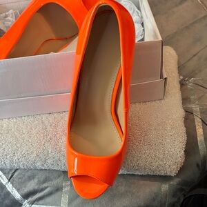 Elegant Orange Peep-Toe Heels